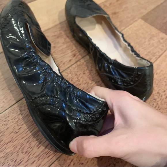 Prada | Patent Leather Navy Black Flats Loafers - Picture 3 of 8